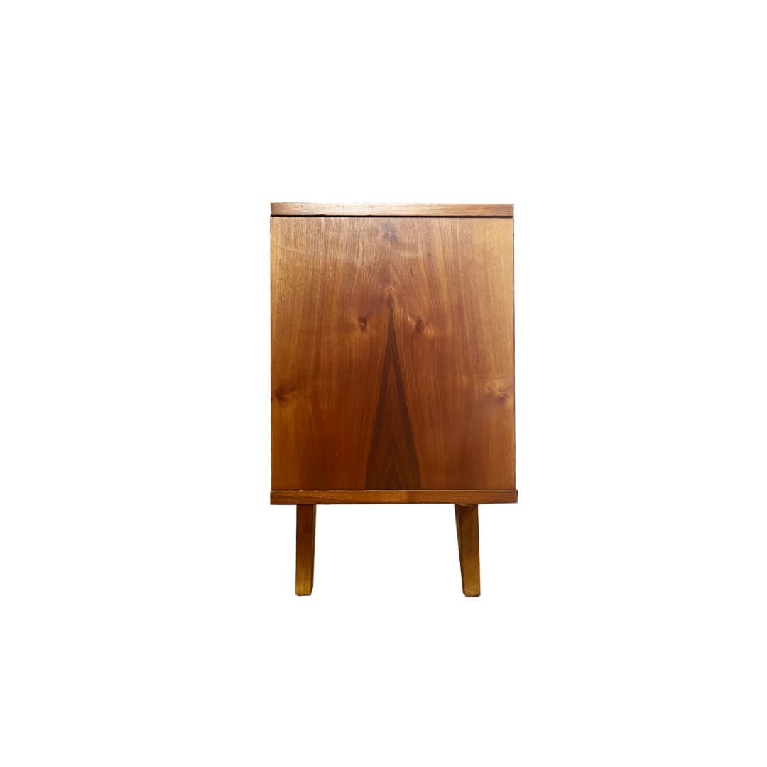 Sideboard asymmetrical, walnut brown, Poland, 1960s. - 373611