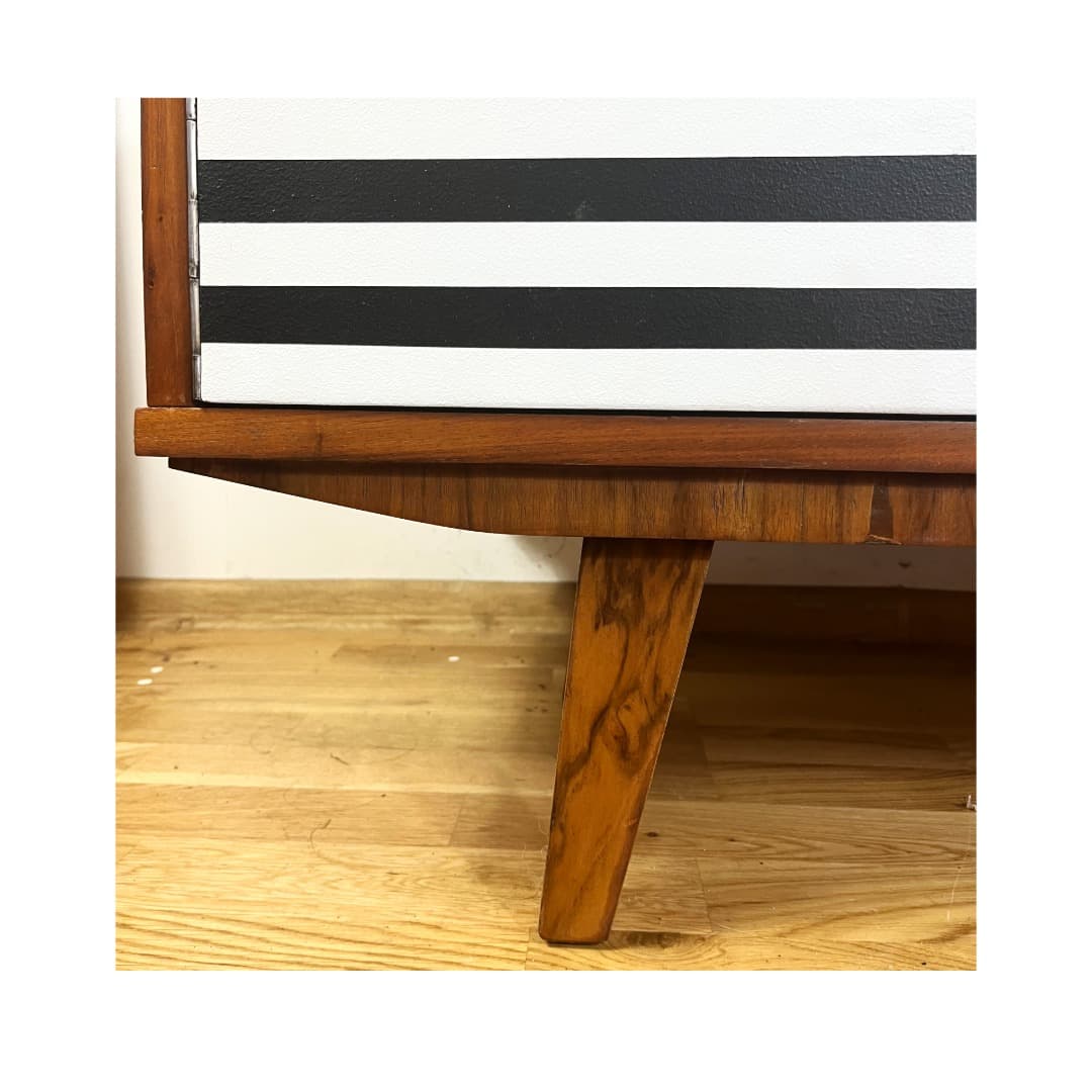 Sideboard asymmetrical, walnut brown, Poland, 1960s. - 373616
