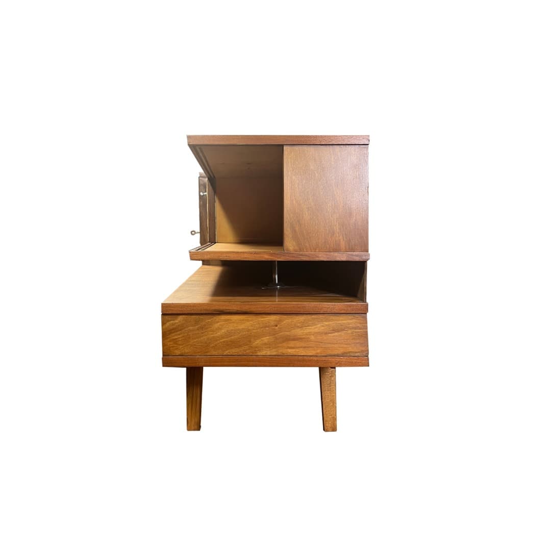 Sideboard asymmetrical, walnut brown, Poland, 1960s. - 373610