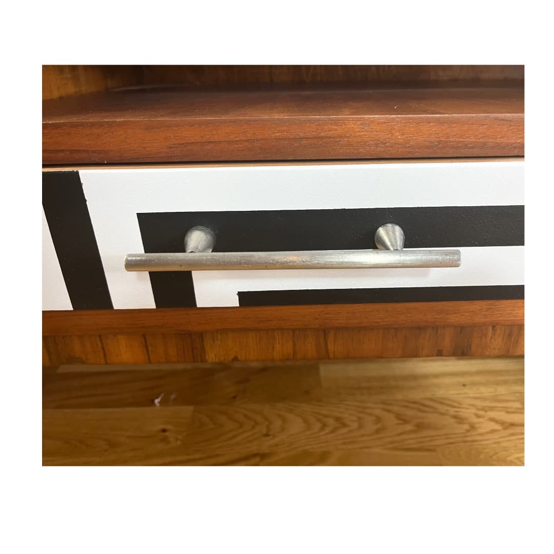Sideboard asymmetrical, walnut brown, Poland, 1960s. - 373617