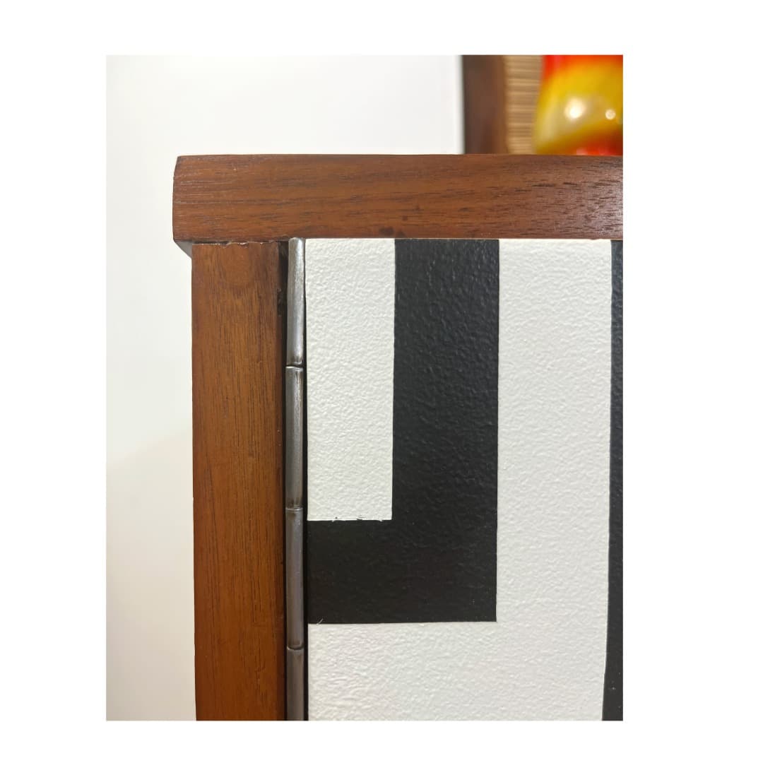 Sideboard asymmetrical, walnut brown, Poland, 1960s. - 373620