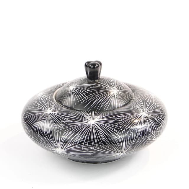 Bonbonniere Dmuchawce, New Look, black porcelain, by L. Pokornianka, Poland, 1960s - DIMENSION