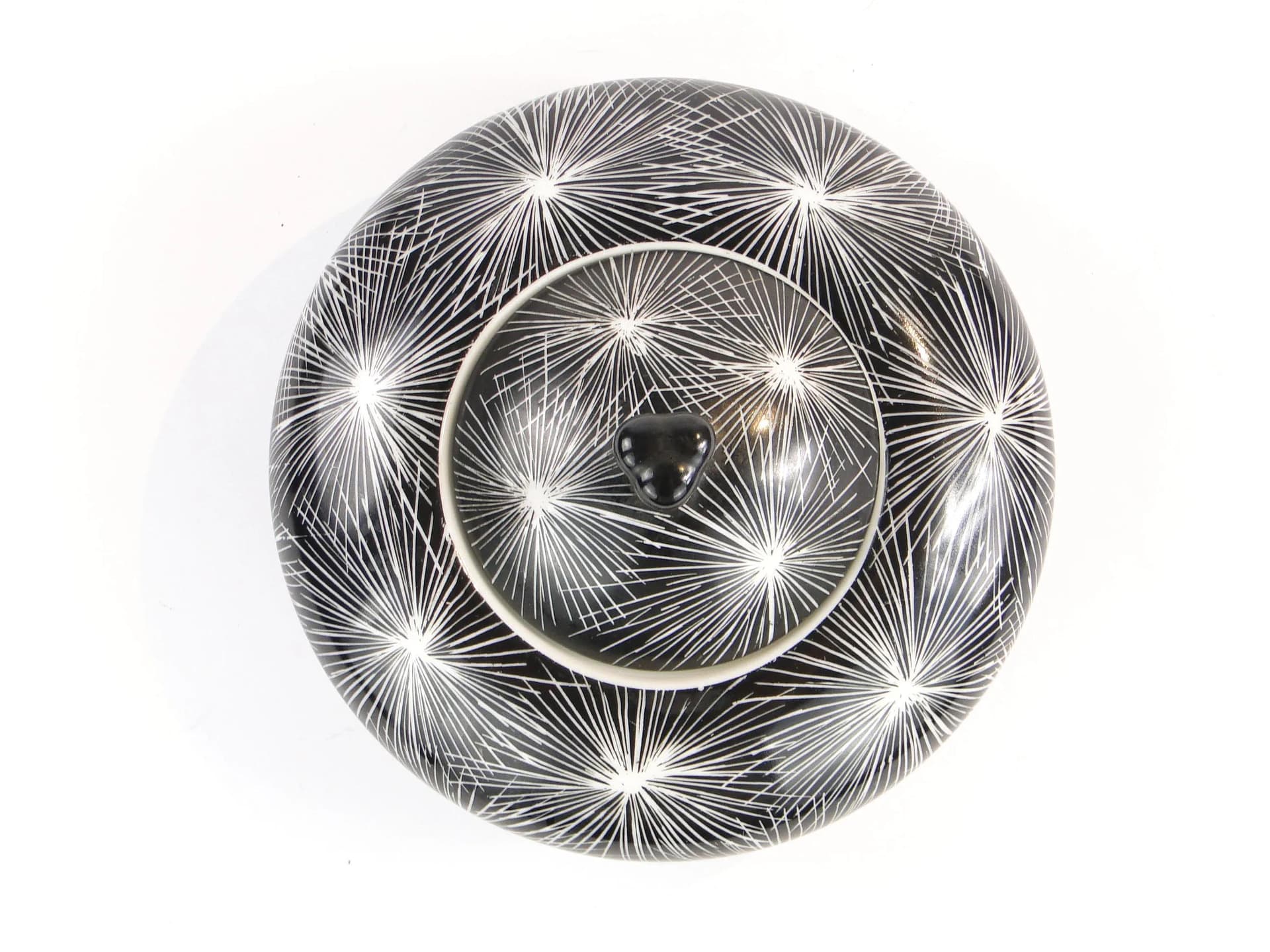 Bonbonniere Dmuchawce, New Look, black porcelain, by L. Pokornianka, Poland, 1960s - 27238