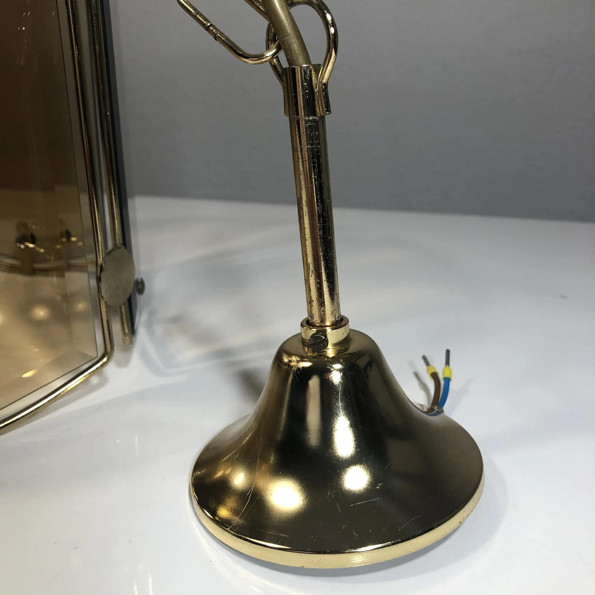 Lampa wisząca, złocona stal, szkło, Honsel, Niemcy, lata 70. - 27154