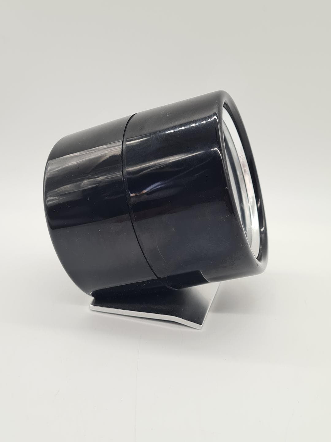 Table Clock Space Age, black plastic, polished steel, Japan, 1970s - 374043
