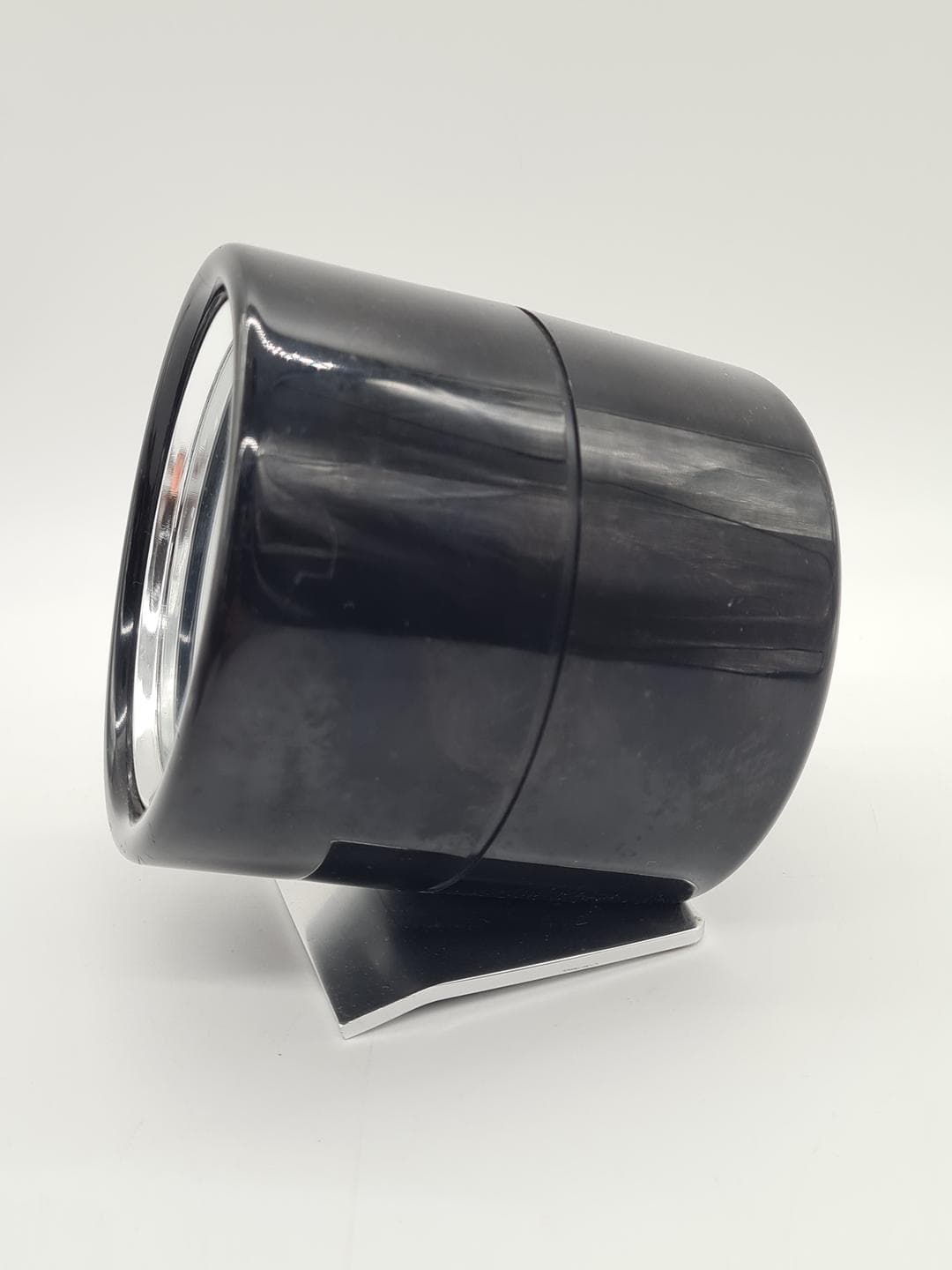 Table Clock Space Age, black plastic, polished steel, Japan, 1970s - 374044