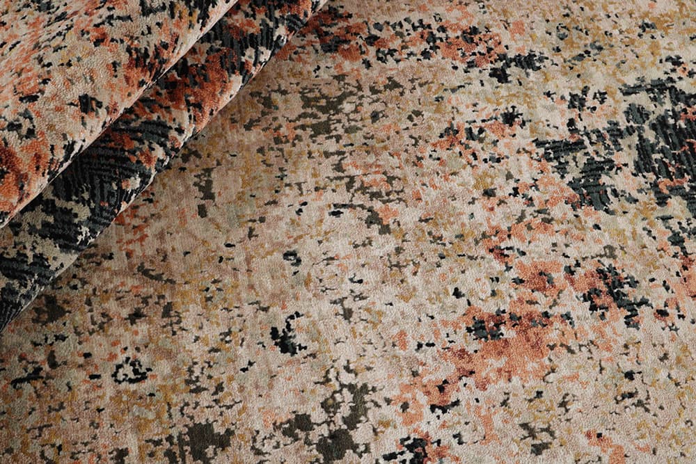 Rug Seduction beige black orange, 300x400, wool viscose, Reza's - 374050