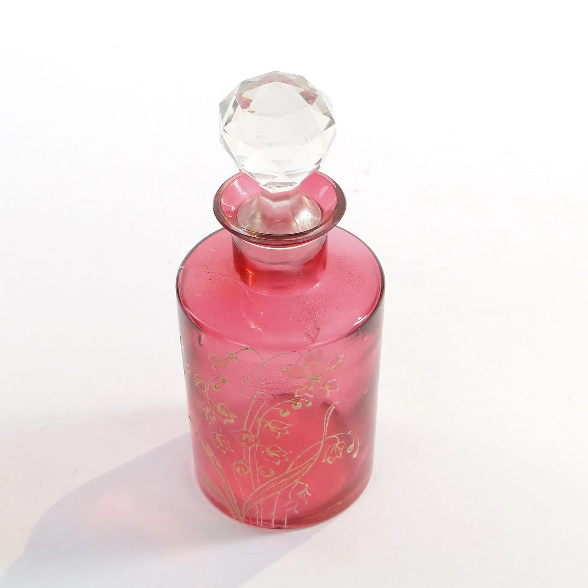 Flakon secesyjny, różowy kryształ, Baccarat, Francja, początek XX w. - 27230