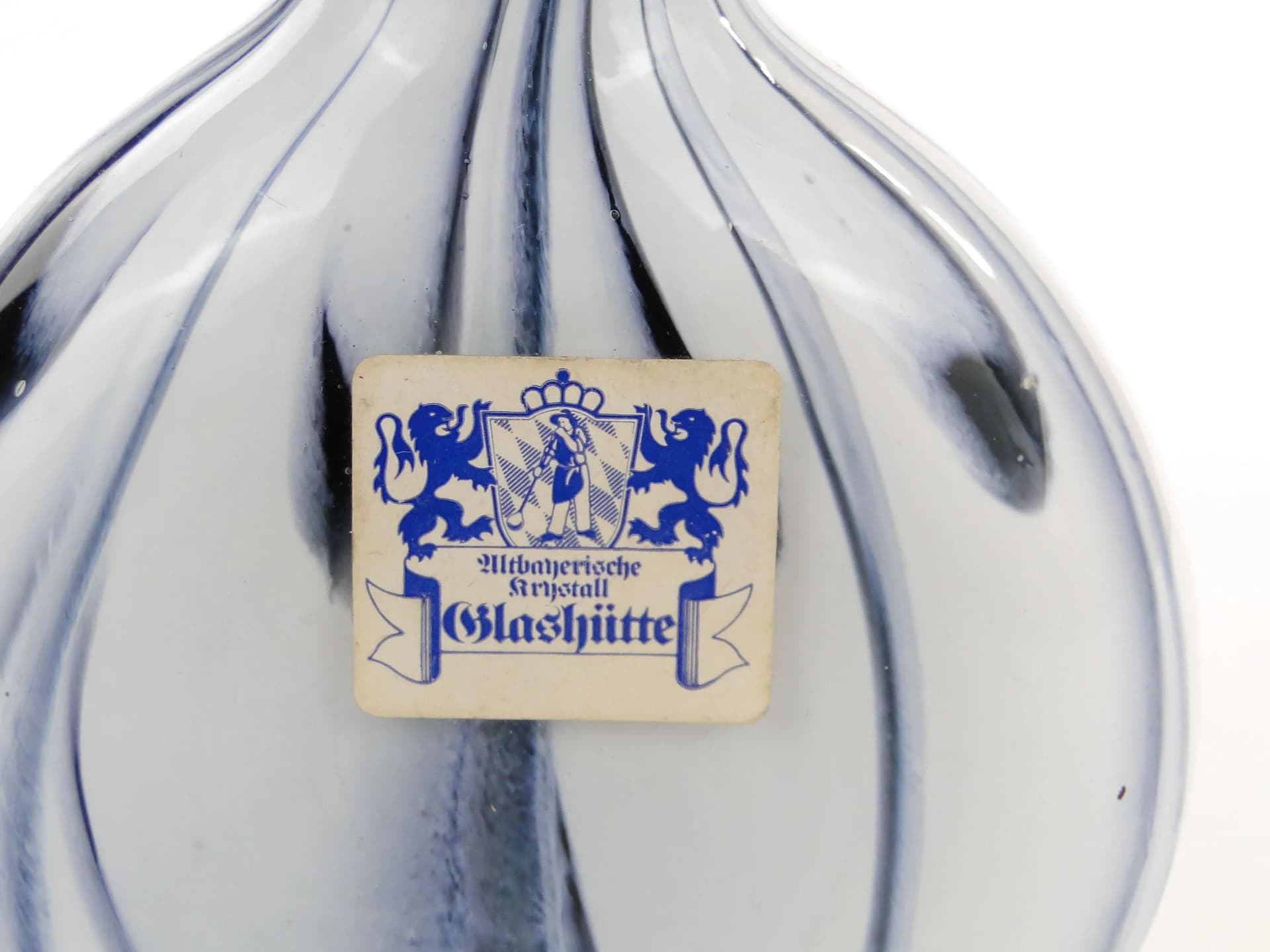Mosaic Snuff Bottle, white blue black glass, Germany, 1950s. - 374306