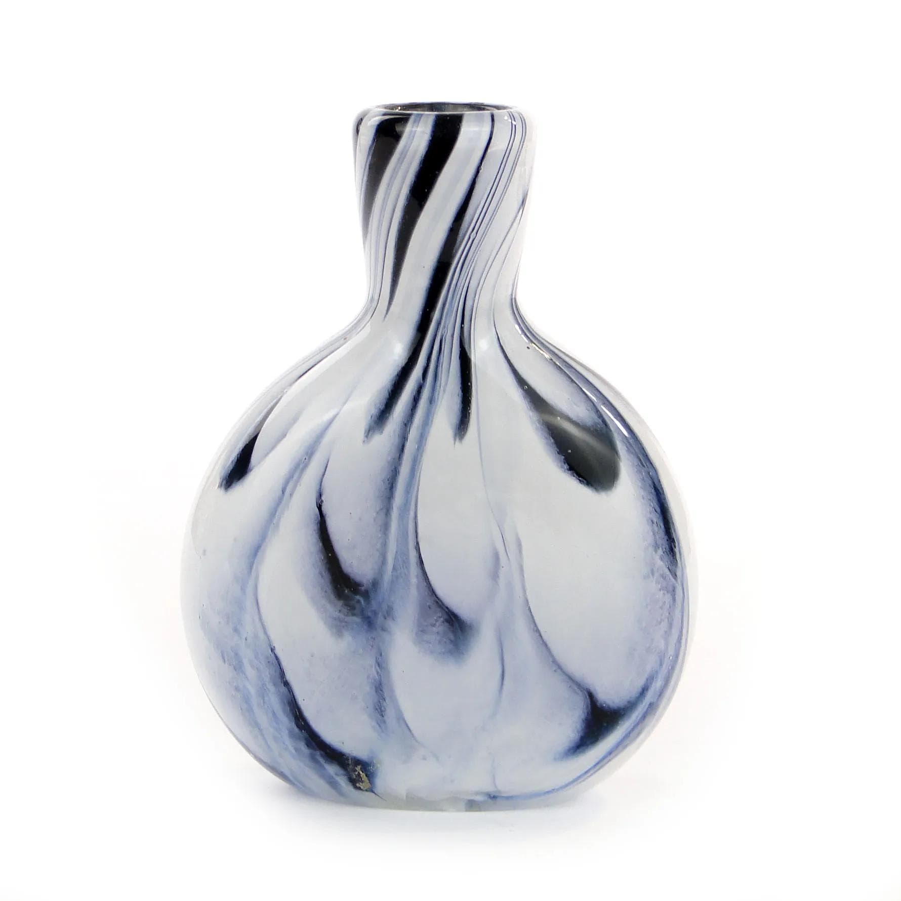 Mosaic Snuff Bottle, white blue black glass, Germany, 1950s. - 374303