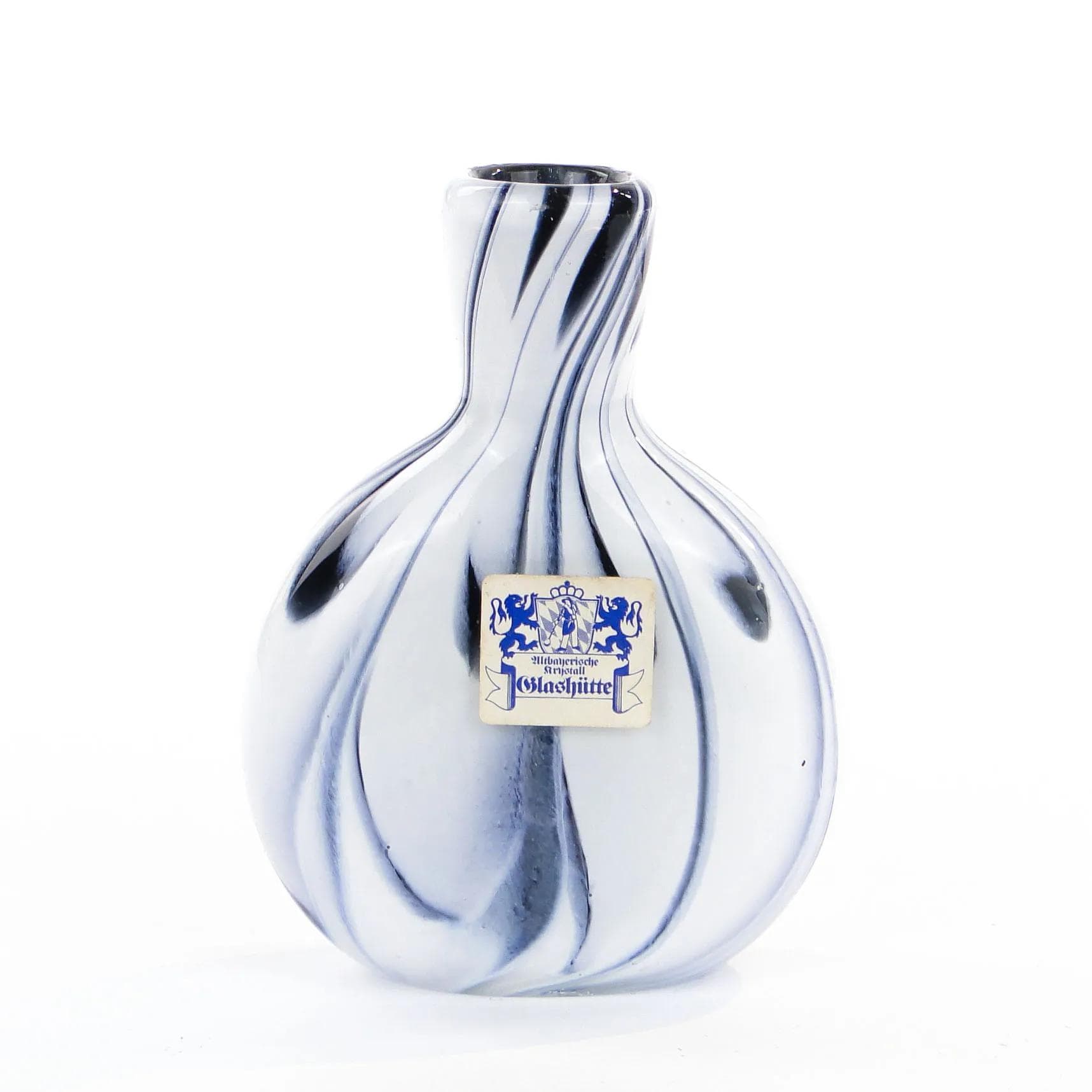 Mosaic Snuff Bottle, white blue black glass, Germany, 1950s. - 374305