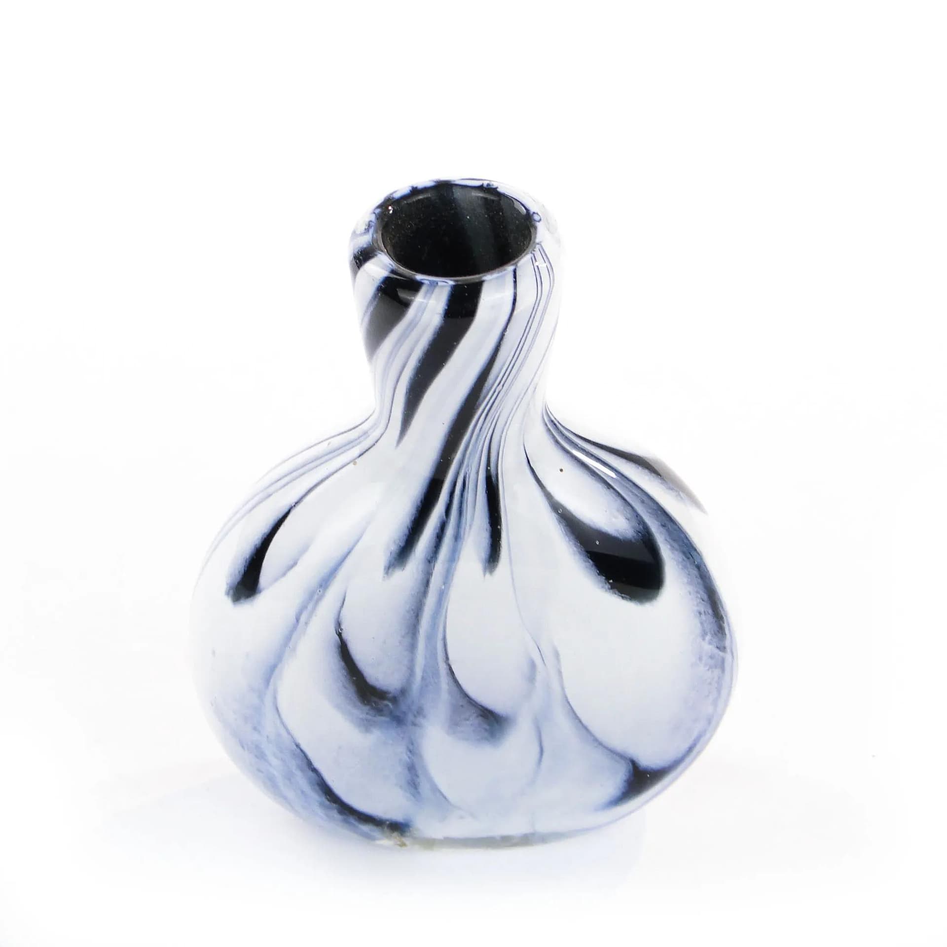 Mosaic Snuff Bottle, white blue black glass, Germany, 1950s. - 374304