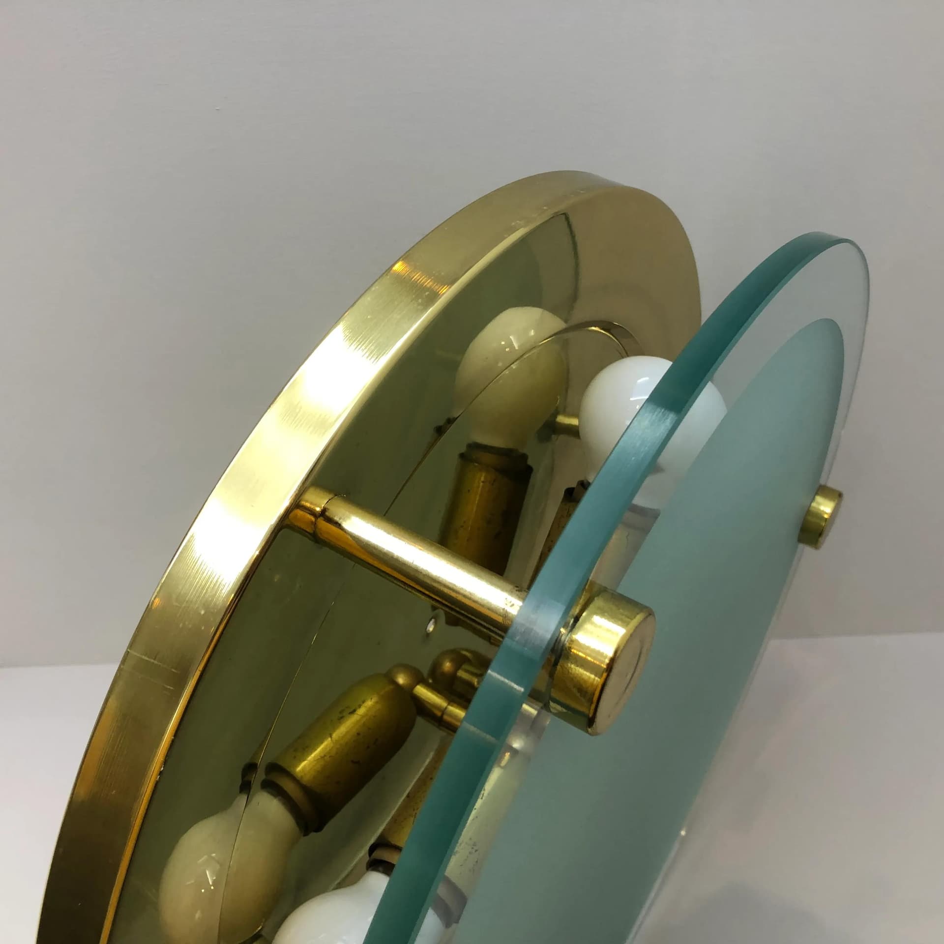 Para plafonów, ivory white szkło, Niemcy, lata 70. - 27384