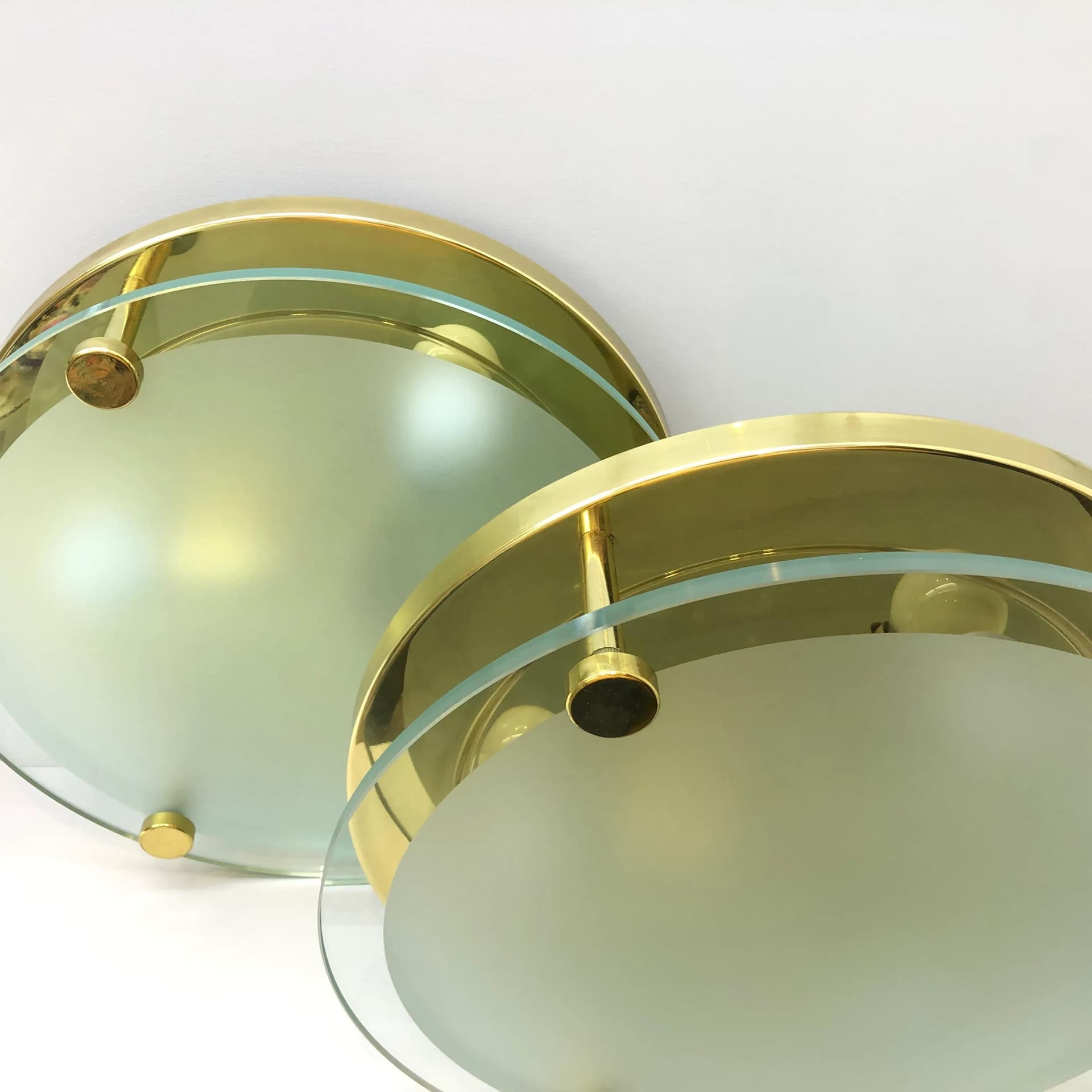 Para plafonów, ivory white szkło, Niemcy, lata 70. - 27378