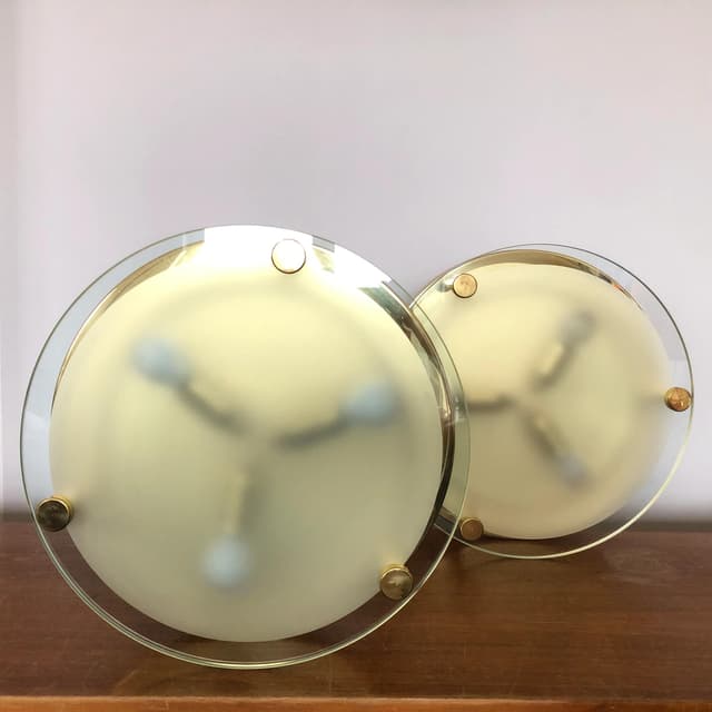 Para plafonów, ivory white szkło, Niemcy, lata 70. - WYMIARY