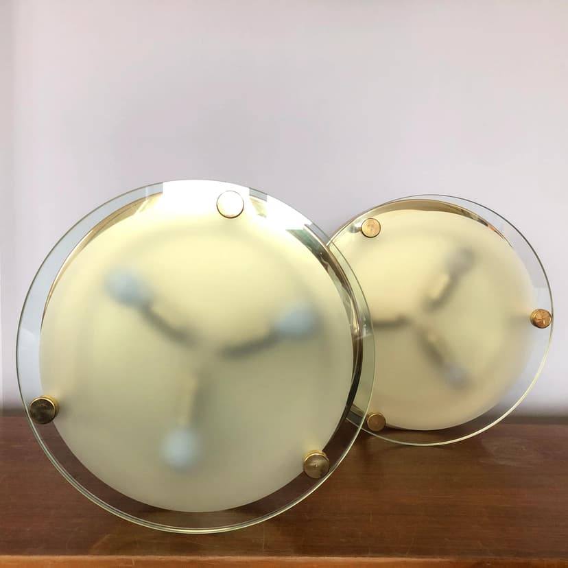 Para plafonów, ivory white szkło, Niemcy, lata 70.