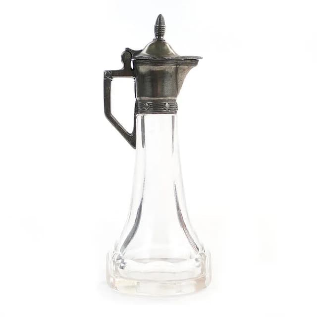 Art Nouveau cruet, transparent glass, pewter mounts, WMF, Germany, early 20th c. - DIMENSION