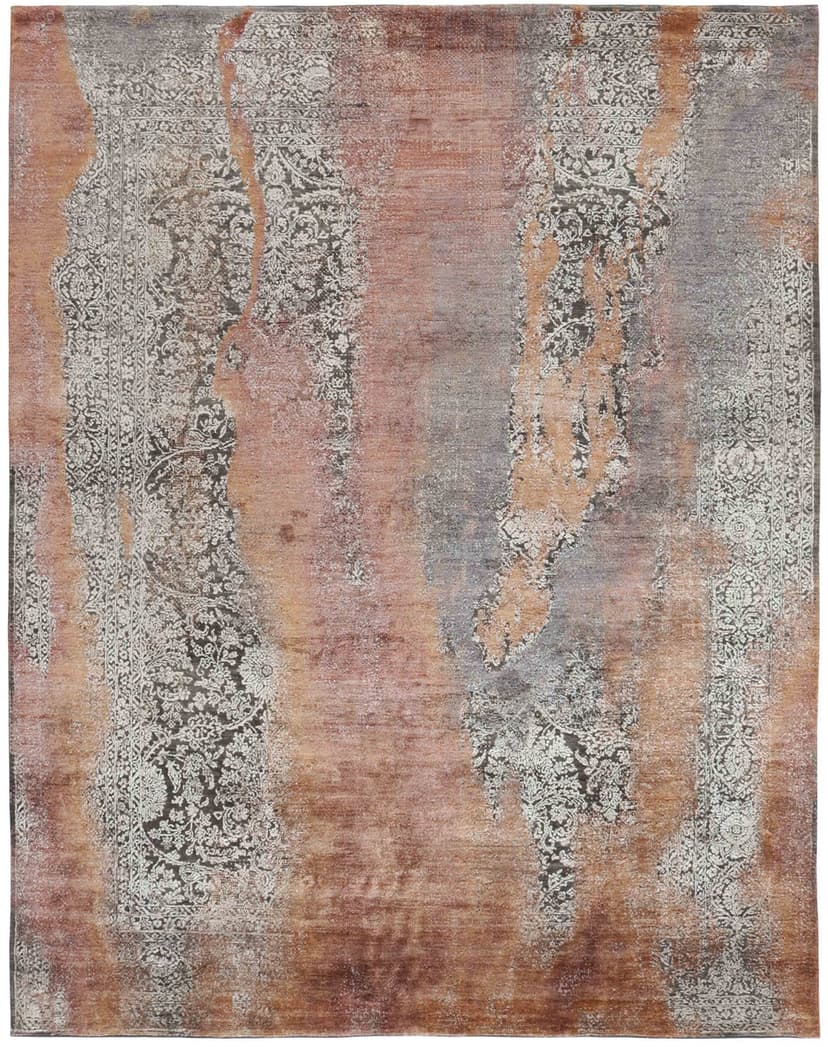 Rug Seduction orange grey silver, 170x240, wool viscose, Reza's