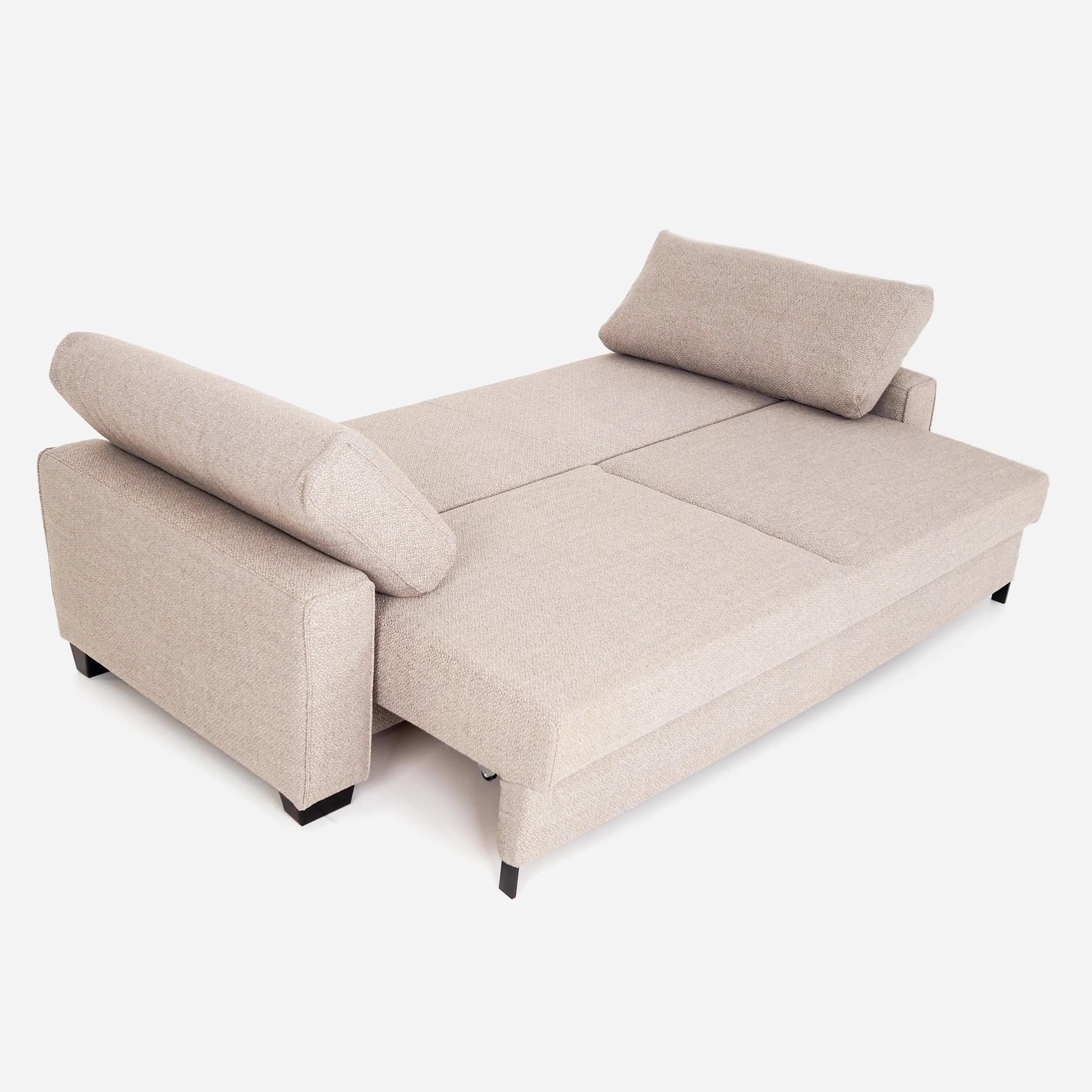 Sofa Rejkiavik, beige mélange fabric, wood, Poland, 1990s. - 27285