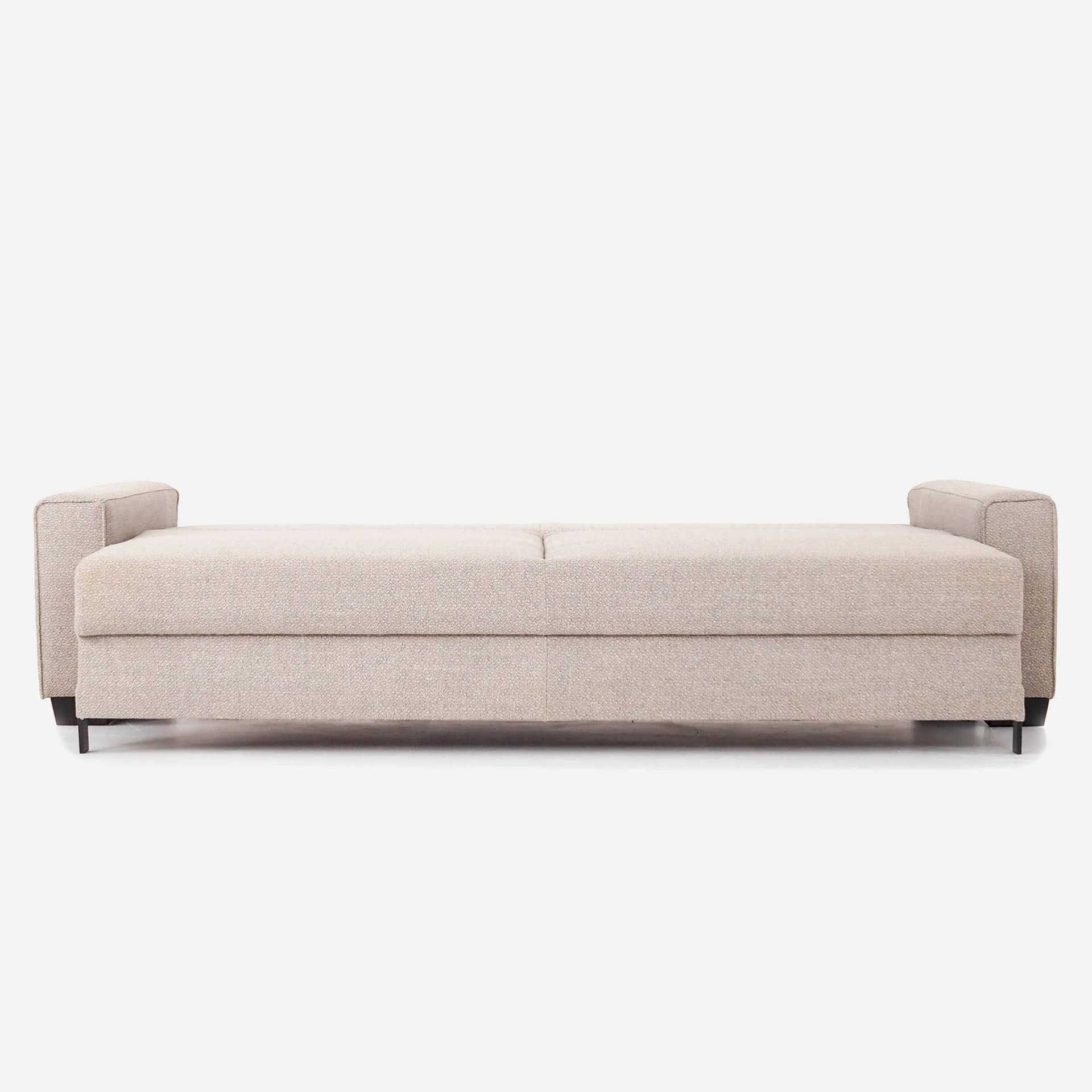 Sofa Rejkiavik, beige mélange fabric, wood, Poland, 1990s.