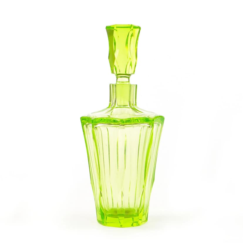 Decanter Art Deco, yellow uranium glass, Poland, 1930s