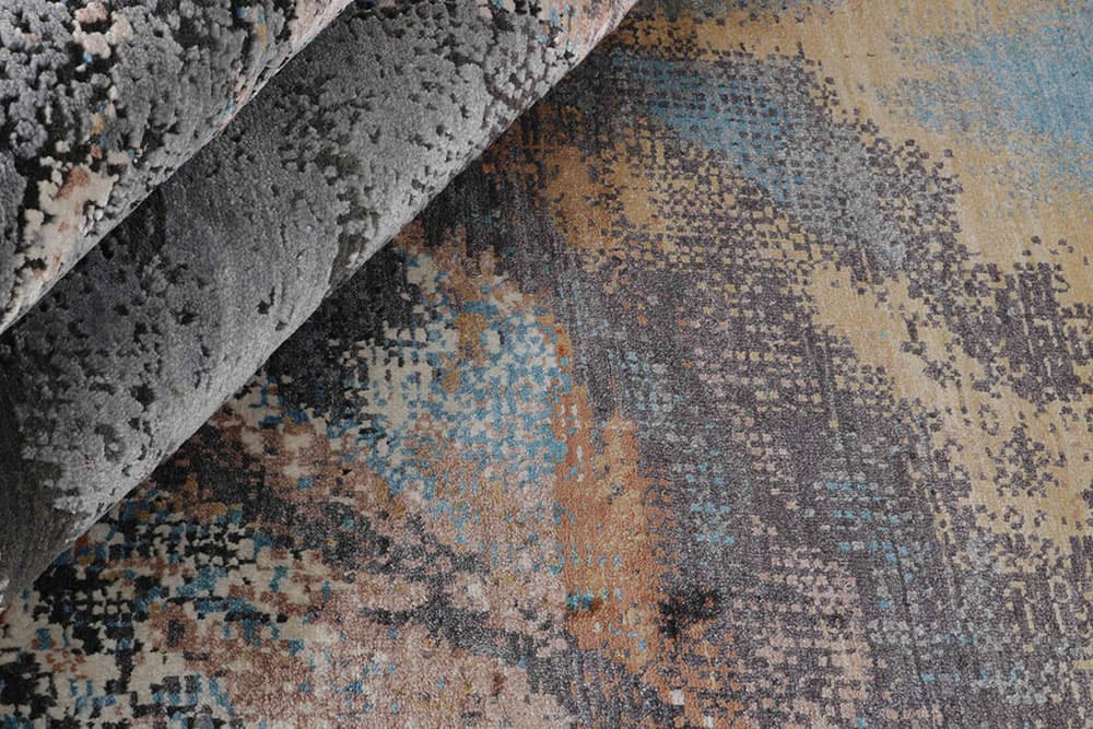 Rug Seduction blue grey beige gold, 300x400, wool viscose, Reza's - 374510
