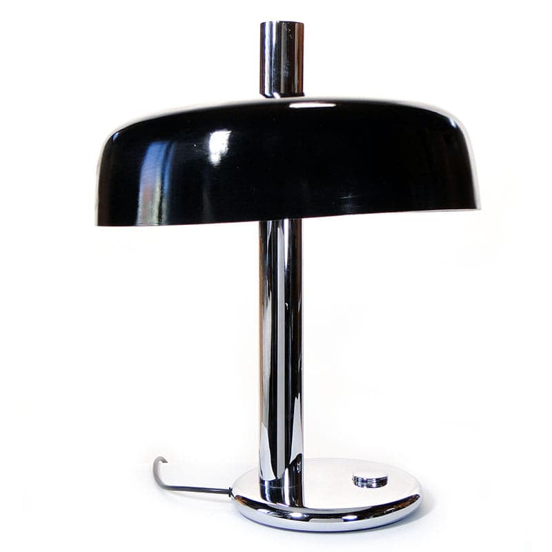 Table lamp, black aluminium, silver polished steel, by E. Hillebrand, Germany, 1960s.