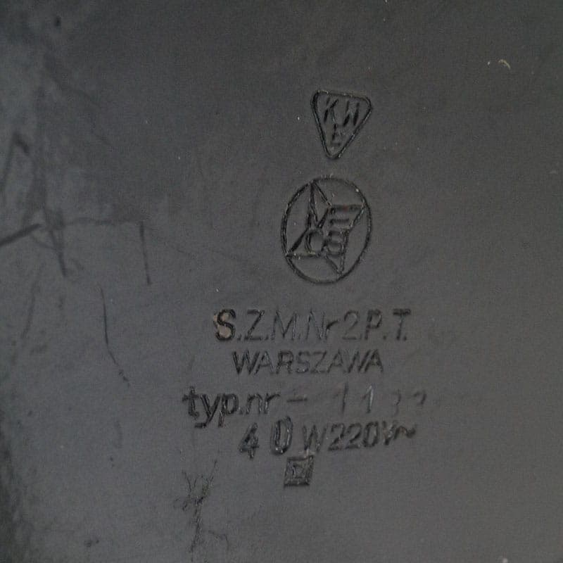 Lampa stołowa Pop Art, stal lakierowana czarna, plastik niebieski, proj. A. Gałecki, Polska, lata 60. - 375018