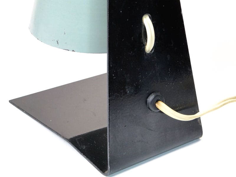 Lampa stołowa Pop Art, stal lakierowana czarna, plastik niebieski, proj. A. Gałecki, Polska, lata 60. - 375016