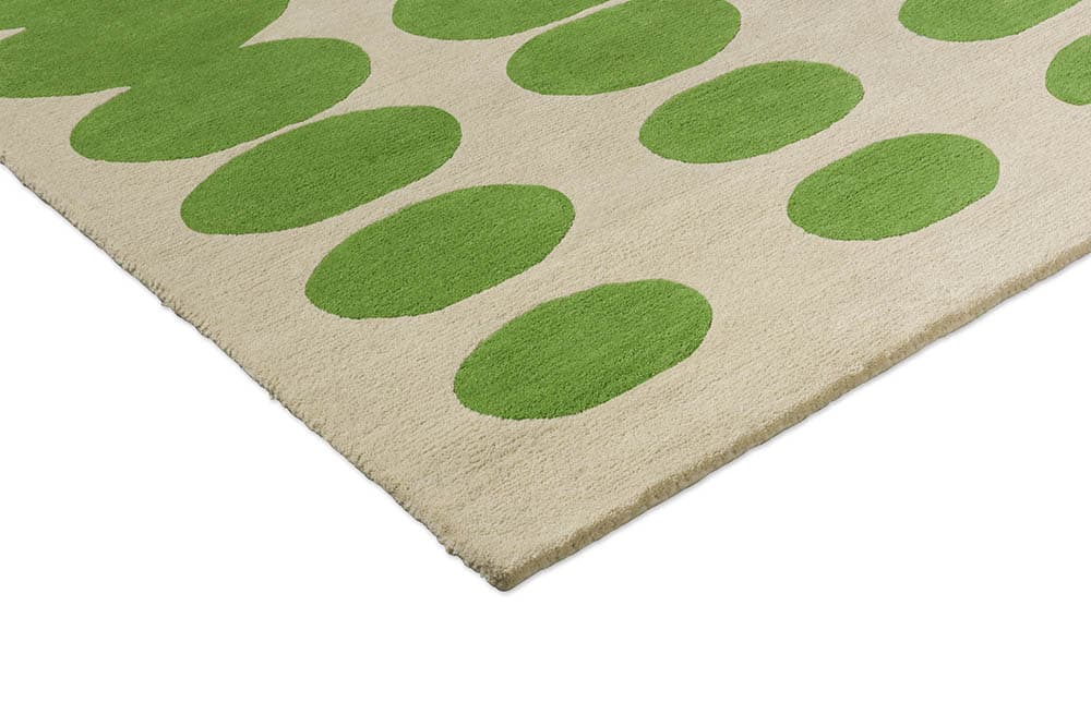 Rug Optical Oval beige, green 160x230 cm, wool, Orla Kiely - 375029