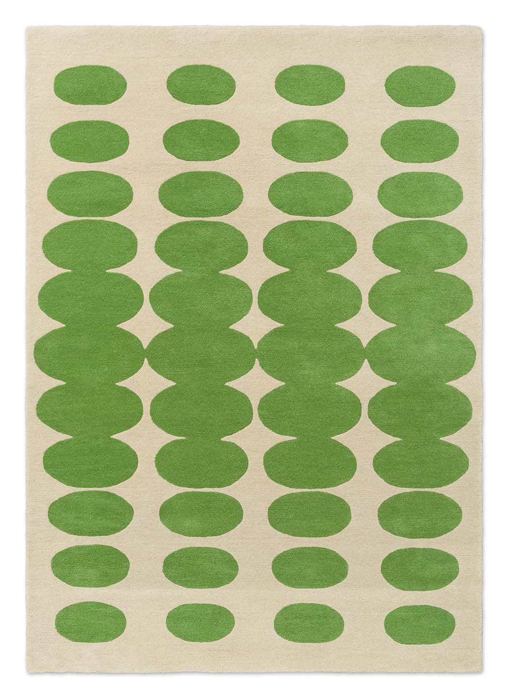 Rug Optical Oval beige, green 160x230 cm, wool, Orla Kiely