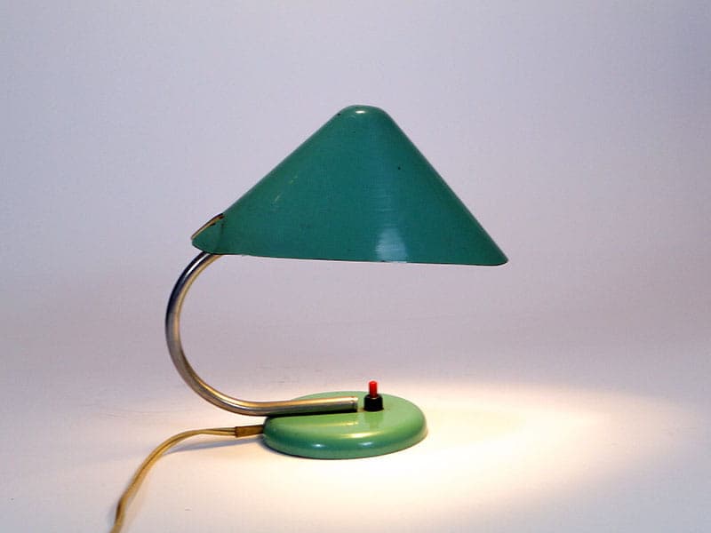 Table Lamp Pop Art, green steel, by A. Gałecki, 1960s - 375068
