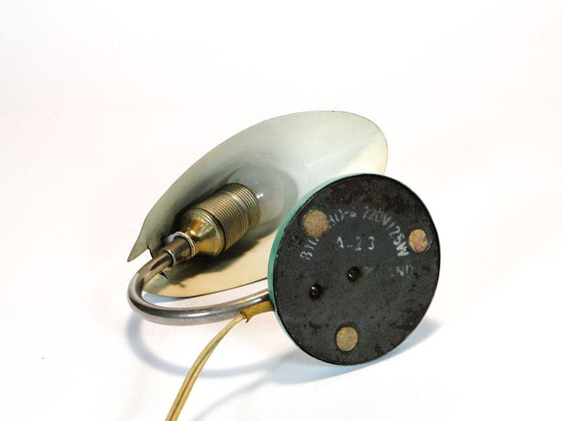 Table Lamp Pop Art, green steel, by A. Gałecki, 1960s - 375069