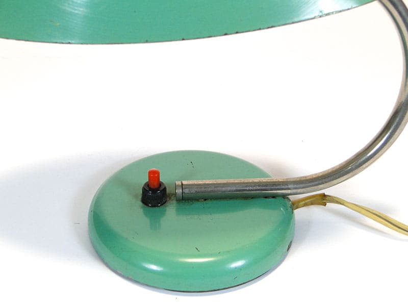 Table Lamp Pop Art, green steel, by A. Gałecki, 1960s - 375064