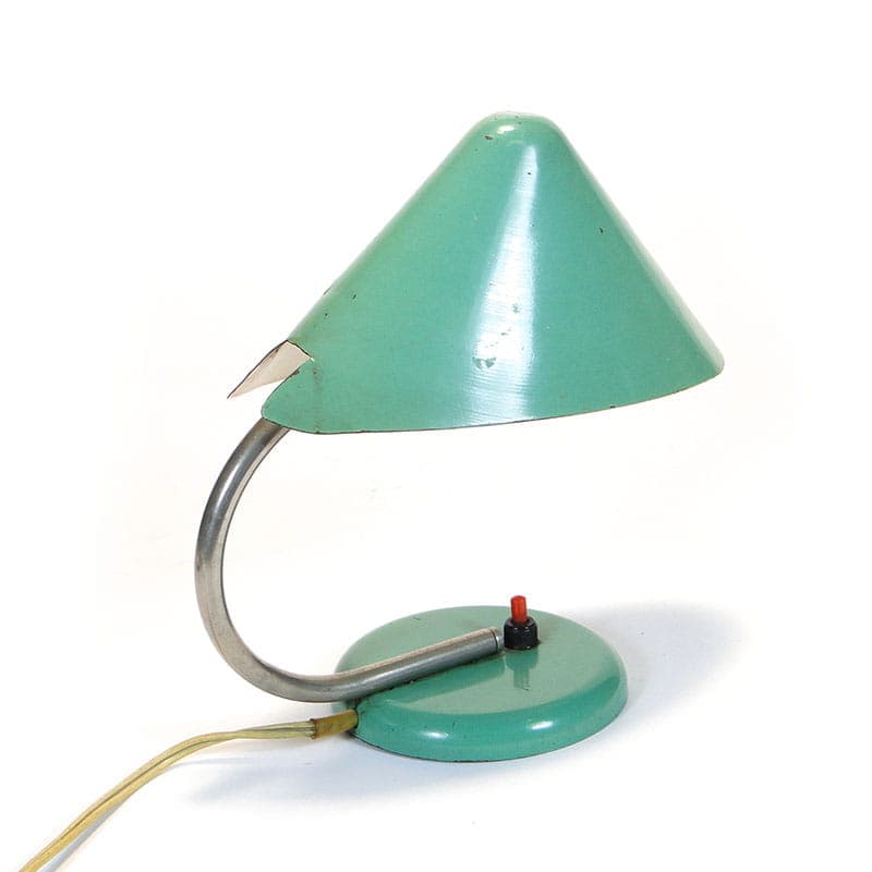Table Lamp Pop Art, green steel, by A. Gałecki, 1960s - 375062