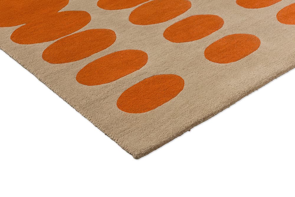 Rug Optical Oval beige, orange 250x350 cm, wool, Orla Kiely - 375075