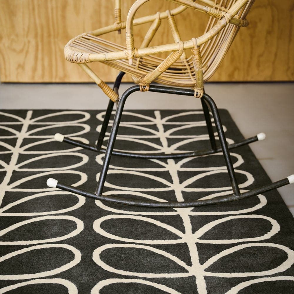 Rug Linear Stem Slate beige, black 160x230 cm, wool, Orla Kiely - 375144