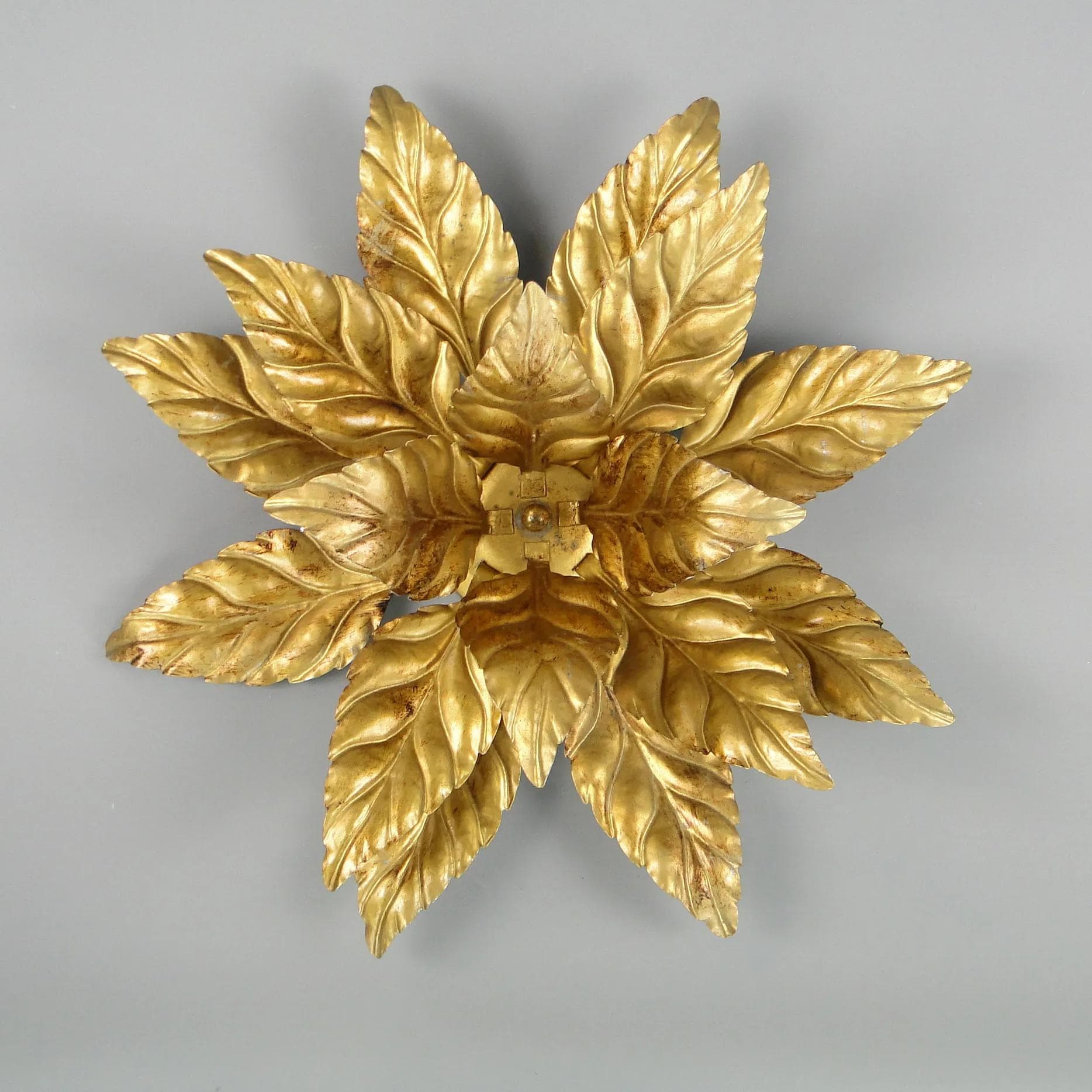 Ceiling lamp, gold metal, by H. Moller, Germany, 1970s. - 375151