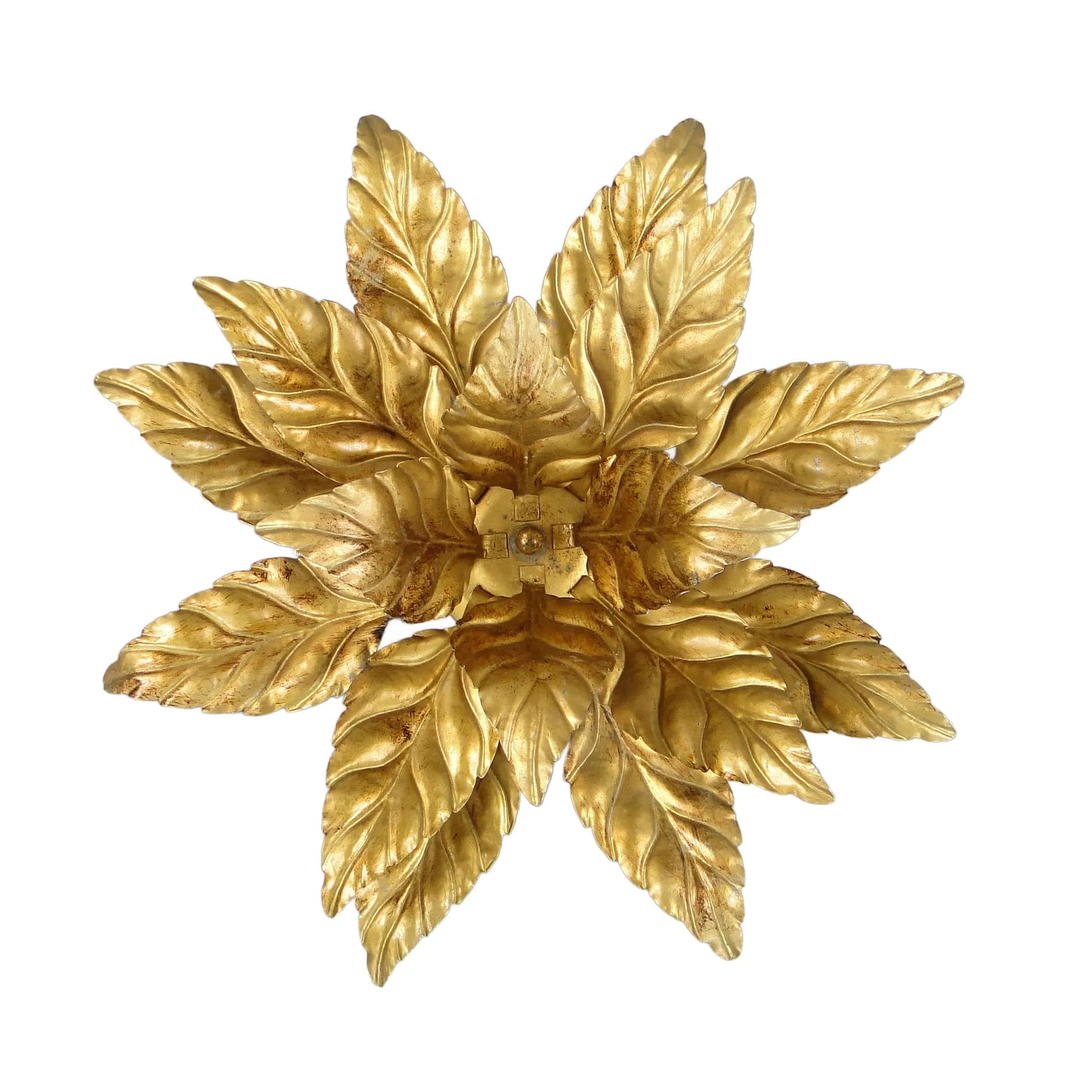Ceiling lamp, gold metal, by H. Moller, Germany, 1970s.