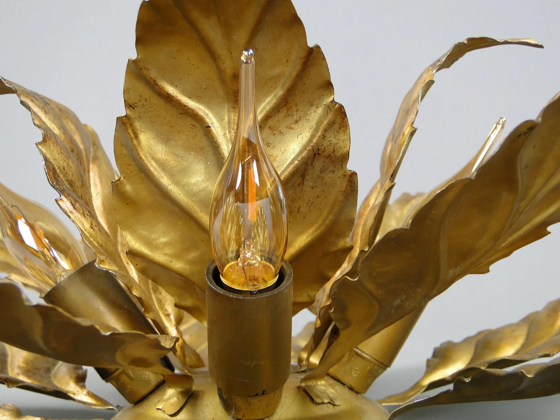 Ceiling lamp, gold metal, by H. Moller, Germany, 1970s. - 375152