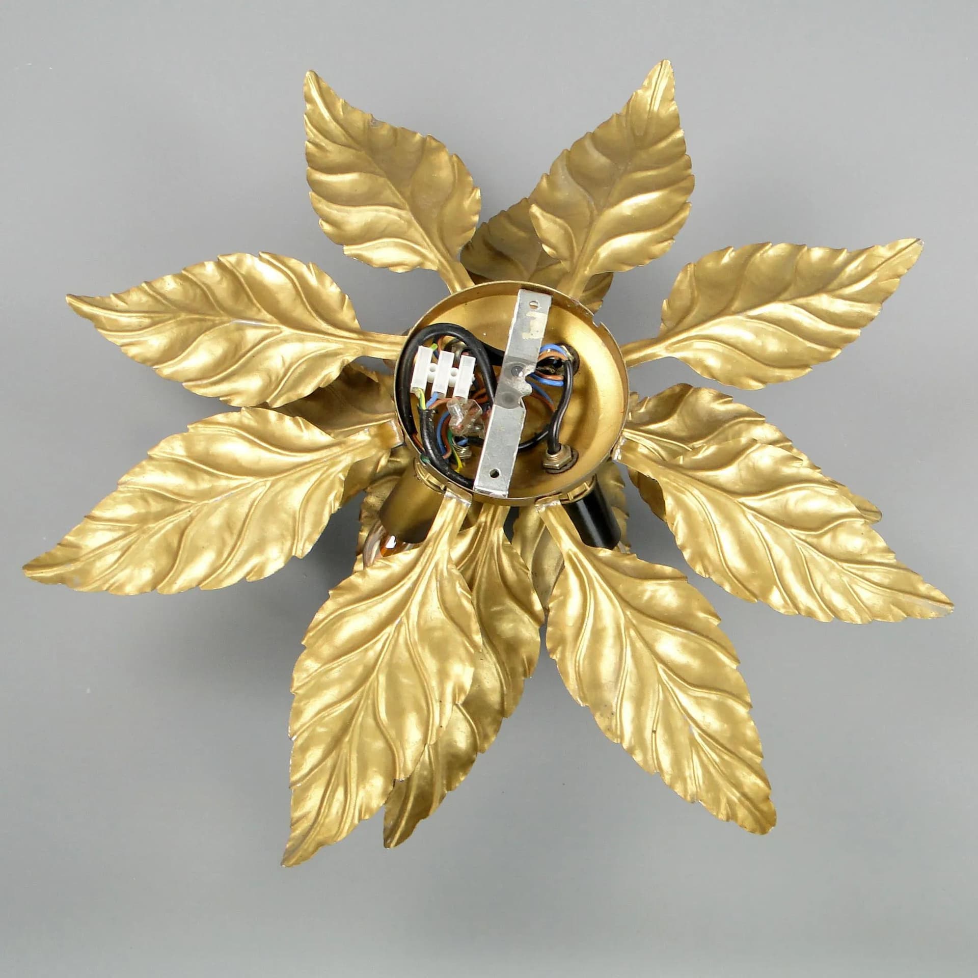 Ceiling lamp, gold metal, by H. Moller, Germany, 1970s. - 375153