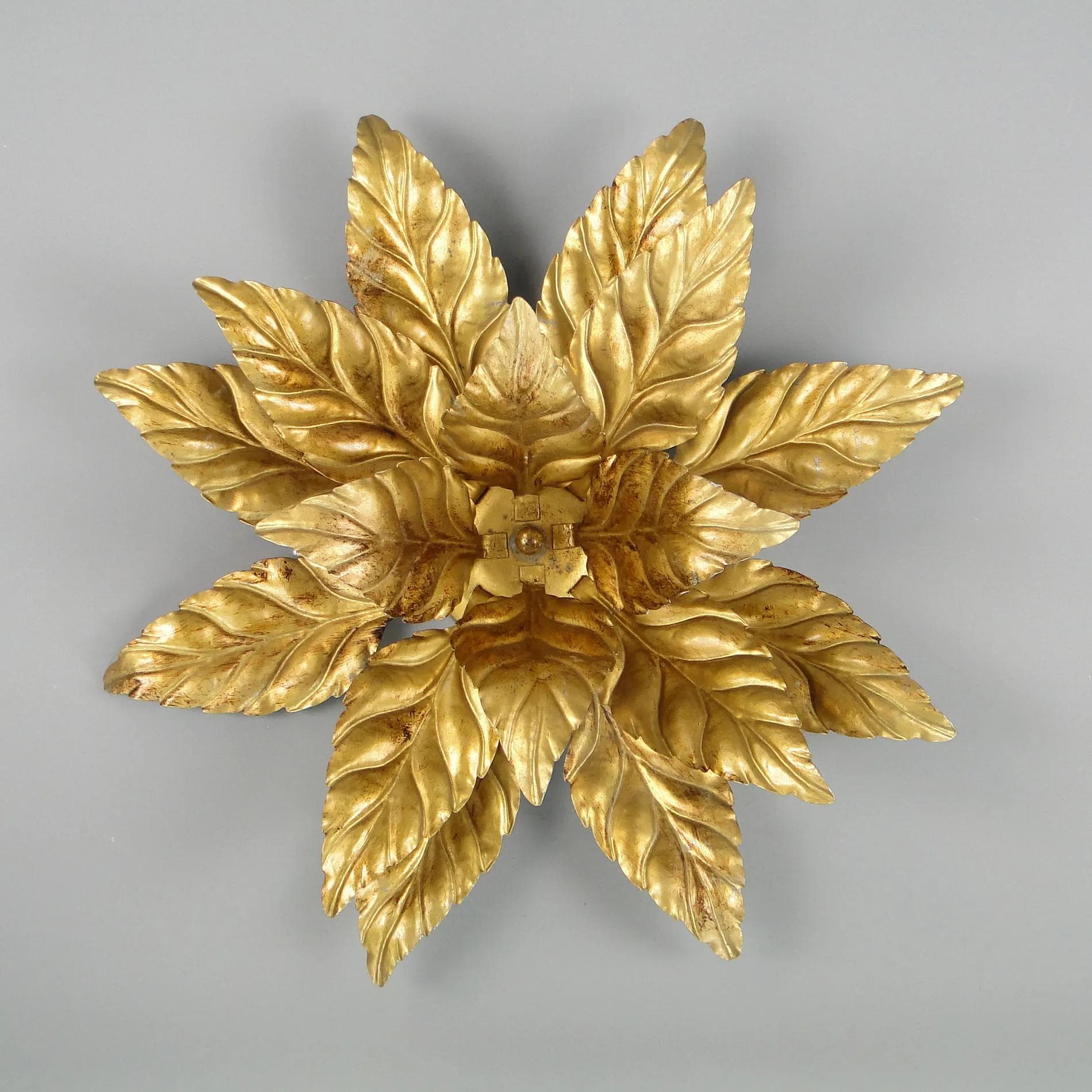 Ceiling lamp, gold metal, by H. Moller, Germany, 1970s. - 375150