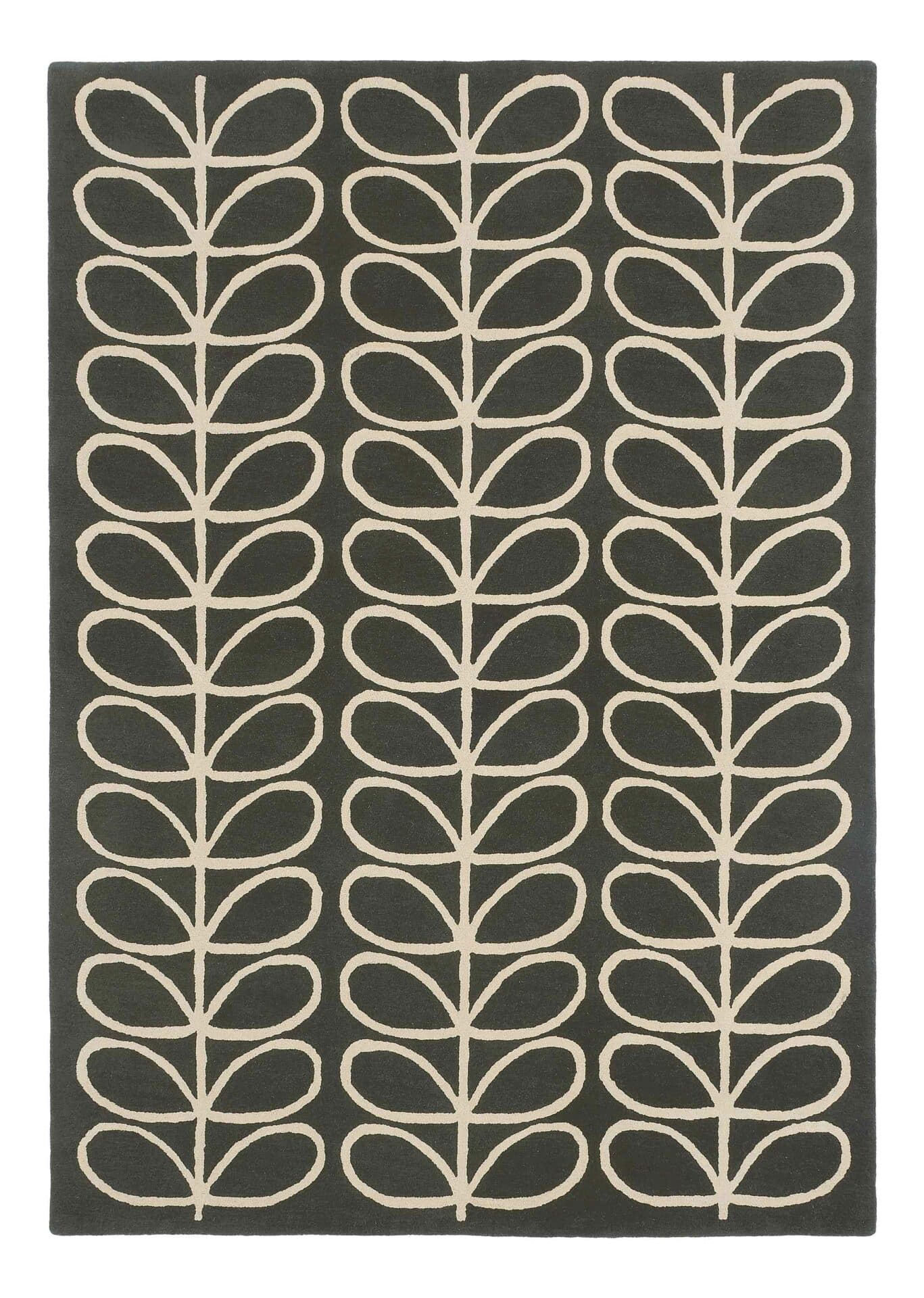 Rug Linear Stem Slate beige, black 200x280 cm, wool, Orla Kiely