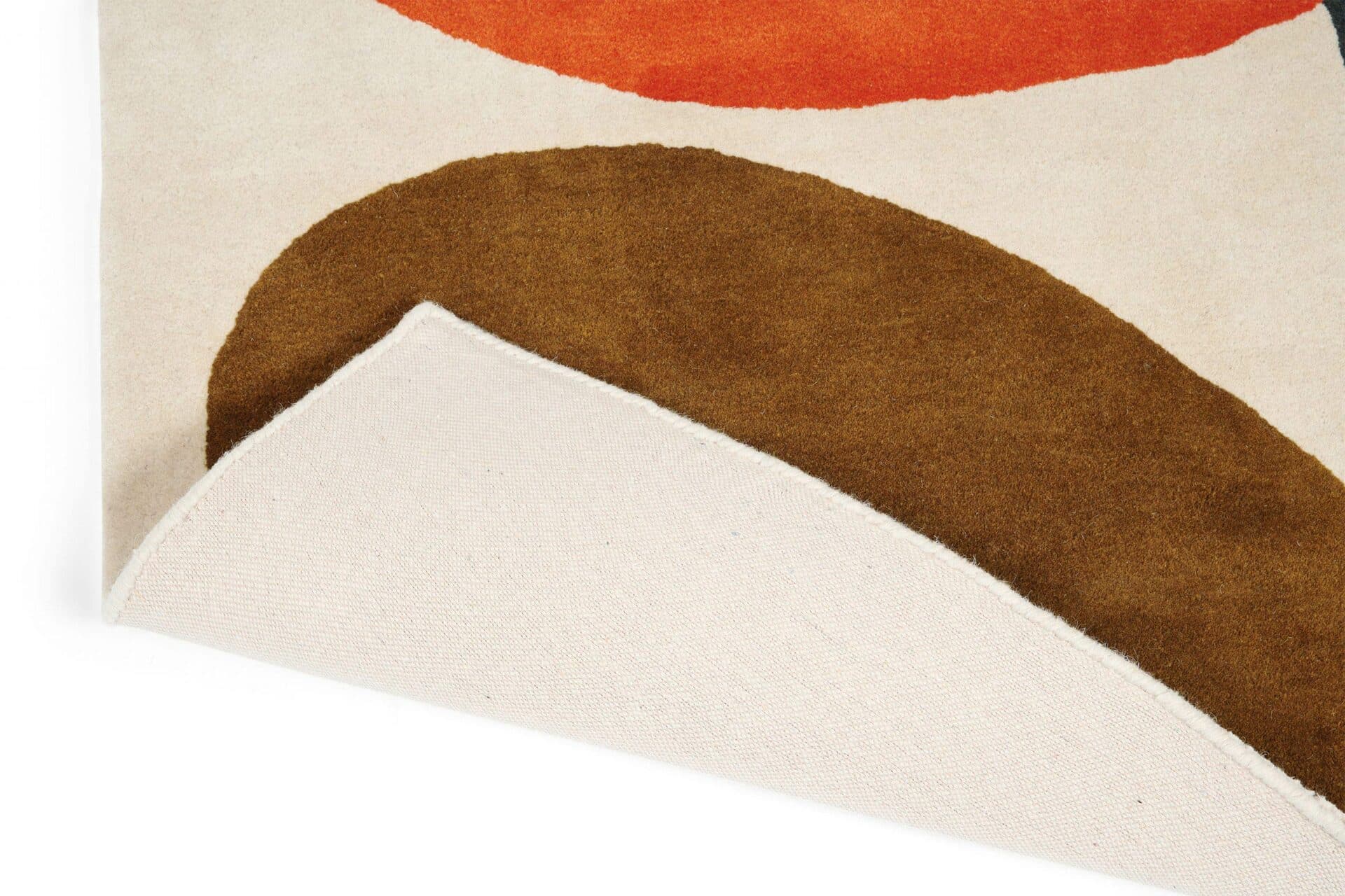 Dywan Giant Multi Stem biały, szary, zielony, niebieski, różowy, pomarańczowy, brązowy, żółty 120x180 cm, wełna, Orla Kiely - 375212
