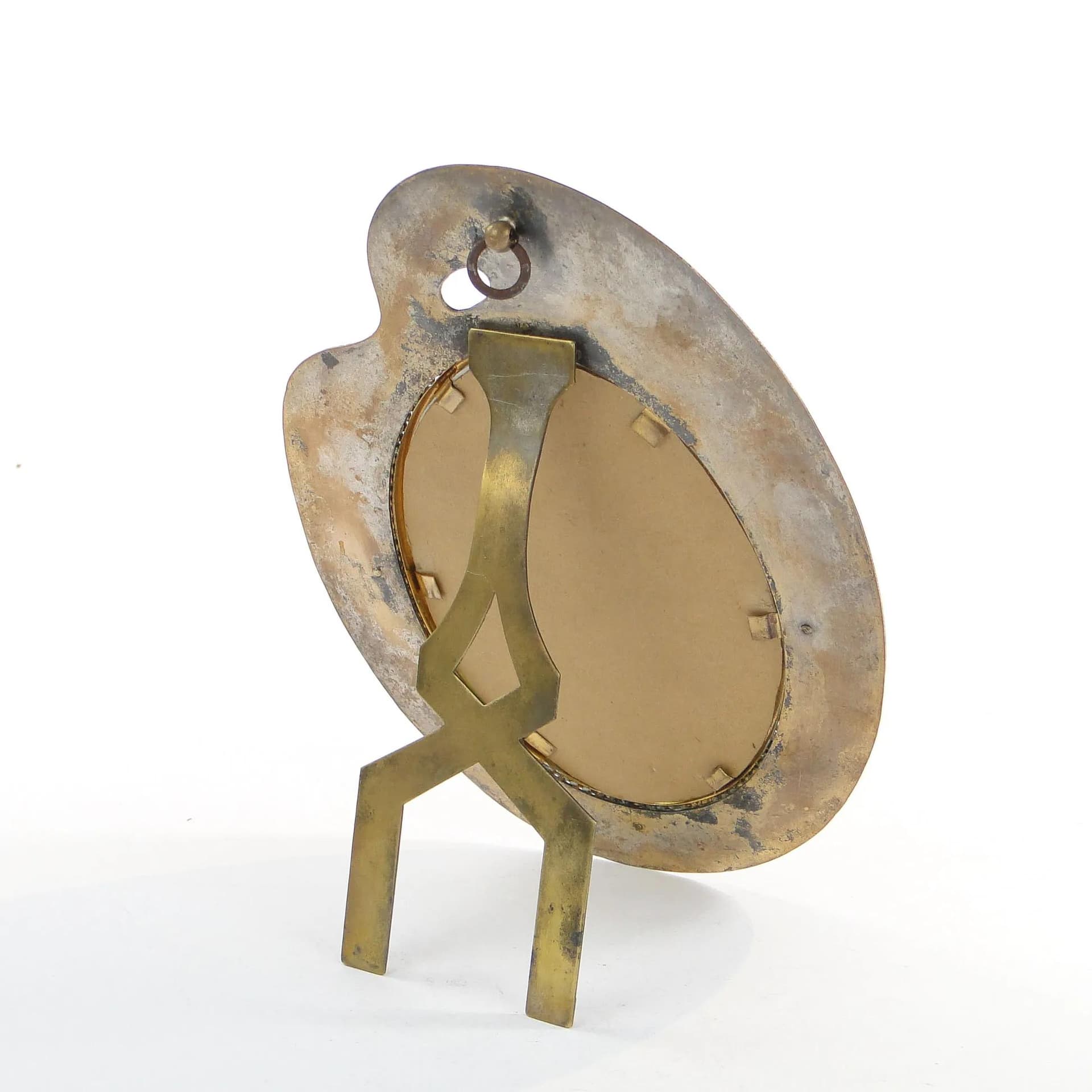 Photo frame, painter's palette, copper brass, France, 19th c. - 27422