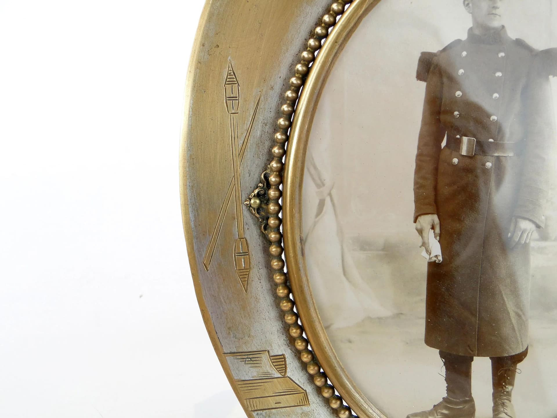 Photo frame, painter's palette, copper brass, France, 19th c. - 27419