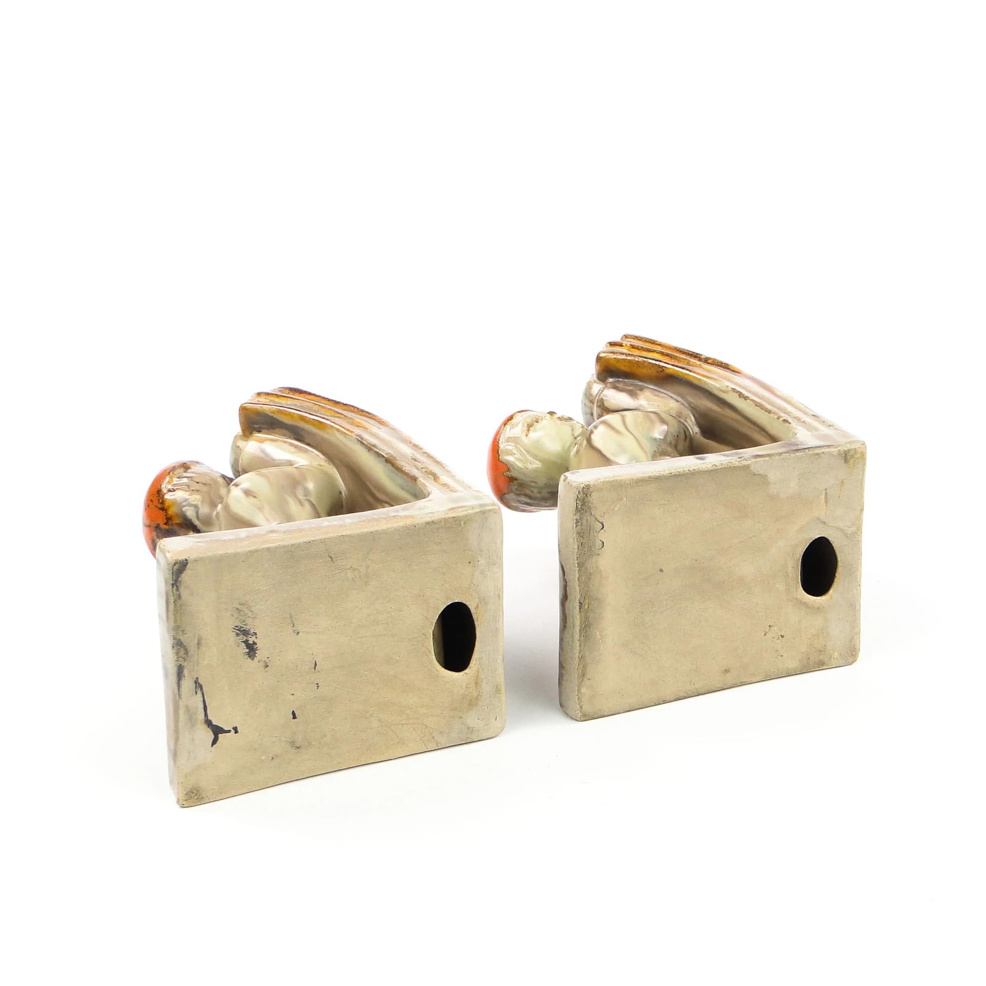 Para podpórek do książek Art Deco, ceramika glazurowana multikolor, Niemcy, lata 30. - 27414