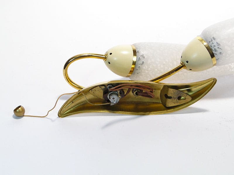Wall sconce Pop Art, gold brass, white glass, beige metal, Germany, 1950s - 375487