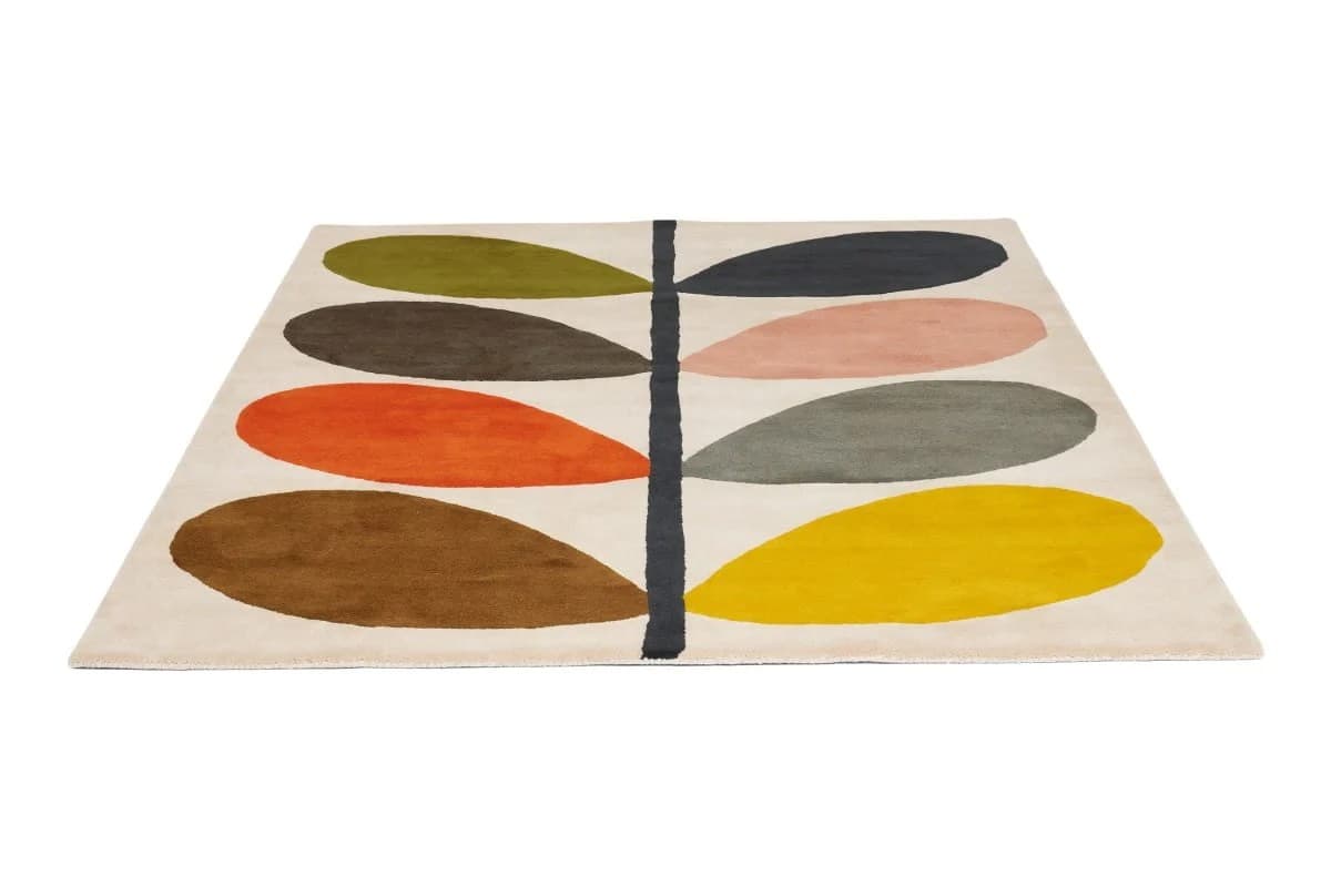 Dywan Classic Multi Stem biały, zielony, żółty, pomarańczowy, różowy, szary, brązowy, niebieski 120x180 cm, wełna, Orla Kiely - 375517