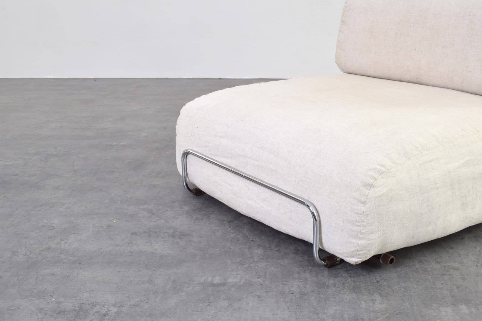 Modular sofa, beige cotton, silver metal, Italy, 1970s - 375796